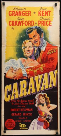 7d0336 CARAVAN Aust daybill 1947 different art of Stewart Granger & Jean Kent!