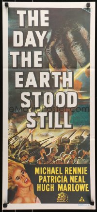 7d0358 DAY THE EARTH STOOD STILL Aust daybill R1970s Robert Wise, art of giant hand & Patricia Neal!