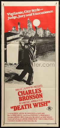 7d0360 DEATH WISH Aust daybill 1975 vigilante Charles Bronson is the judge, jury, and executioner!