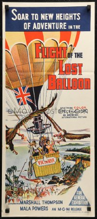 7d0381 FLIGHT OF THE LOST BALLOON Aust daybill 1961 Marshall Thompson, Mala Powers, cool action art!