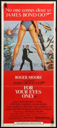 7d0383 FOR YOUR EYES ONLY Aust daybill 1981 Roger Moore as James Bond, art by Brian Bysouth!