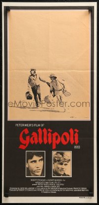 7d0388 GALLIPOLI Aust daybill 1981 Peter Weir, Mel Gibson & Mark Lee cross desert on foot!