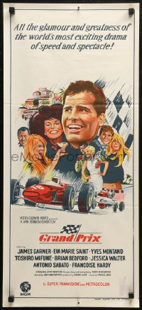 7d0390 GRAND PRIX Aust daybill 1967 Formula One race car driver James Garner, art!