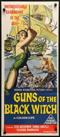 7d0396 GUNS OF THE BLACK WITCH Aust daybill 1961 the unconquerable barbarians of the sea, different!
