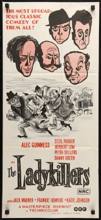 7d0417 LADYKILLERS Aust daybill R1972 cool art of guiding genius Alec Guinness, gangsters!