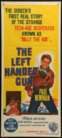 7d0418 LEFT HANDED GUN Aust daybill 1958 art of Paul Newman as teenage desperado Billy the Kid!