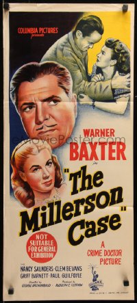 7d0436 MILLERSON CASE Aust daybill 1947 Warner Baxter, Nancy Saunders, completely different art!