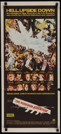 7d0452 POSEIDON ADVENTURE Aust daybill 1973 Gene Hackman & Stella Stevens escaping by Mort Kunstler!