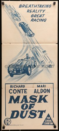 7d0456 RACE FOR LIFE Aust daybill 1954 cool car racing artwork, breathtaking reality!
