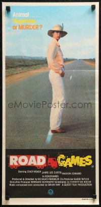 7d0463 ROAD GAMES Aust daybill 1981 completely different full-length image of Jamie Lee Curtis!