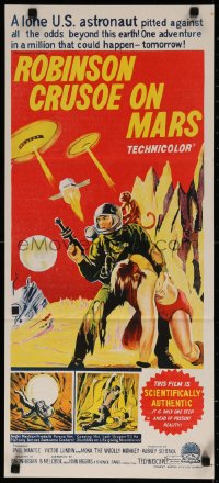 7d0464 ROBINSON CRUSOE ON MARS Aust daybill 1964 different art of Paul Mantee & his man Friday!