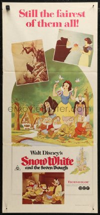7d0480 SNOW WHITE & THE SEVEN DWARFS Aust daybill R1970s Walt Disney animated cartoon fantasy classic