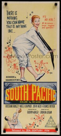 7d0483 SOUTH PACIFIC Aust daybill 1959 art of Mitzi Gaynor, Rodgers & Hammerstein musical!