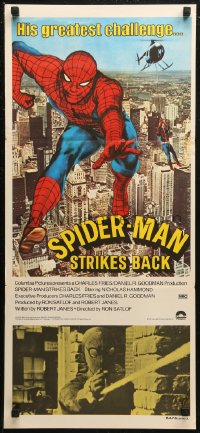 7d0486 SPIDER-MAN STRIKES BACK Aust daybill 1978 Marvel Comics, Spidey in his greatest challenge!