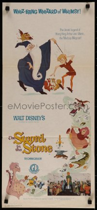 7d0495 SWORD IN THE STONE Aust daybill R1970s Disney's story of young King Arthur & Merlin the Wizard!