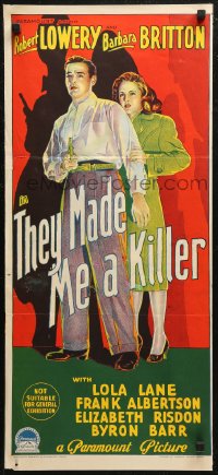 7d0505 THEY MADE ME A KILLER Aust daybill 1946 Robert Lowery, cool Richardson Studio art!
