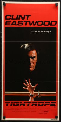 7d0511 TIGHTROPE Aust daybill 1984 Clint Eastwood is a cop on the edge, cool handcuff image!