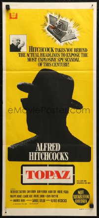 7d0513 TOPAZ Aust daybill 1970 Alfred Hitchcock, John Forsythe, most explosive spy scandal!