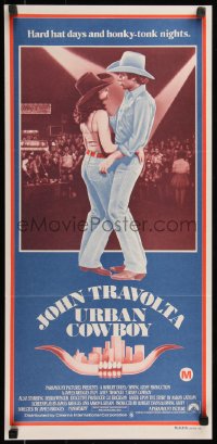 7d0520 URBAN COWBOY Aust daybill 1980 different image of John Travolta & Debra Winger dancing!