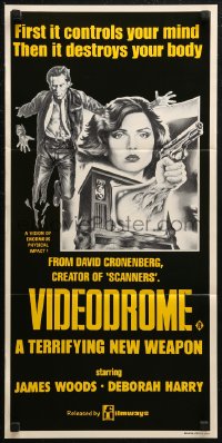 7d0523 VIDEODROME Aust daybill 1984 David Cronenberg, James Woods, huge c/u of Debbie Harry, sci-fi!