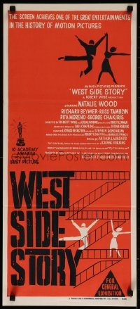 7d0528 WEST SIDE STORY Aust daybill 1962 Academy Award winning classic musical, wonderful art!