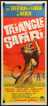 7d0534 WOMAN & THE HUNTER Aust daybill 1957 Triangle on Safari, different art of lion hunted!