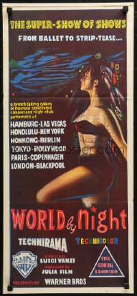 7d0536 WORLD BY NIGHT Aust daybill 1961 Luigi Vanzi's Il Mondo di notte, sexy Italian showgirls!