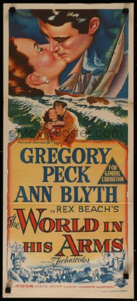 7d0537 WORLD IN HIS ARMS Aust daybill 1952 Gregory Peck, Ann Blyth, from Rex Beach novel!