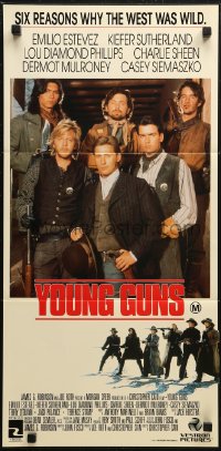 7d0538 YOUNG GUNS Aust daybill 1988 Emilio Estevez, Charlie Sheen, Kiefer Sutherland, Phillips!
