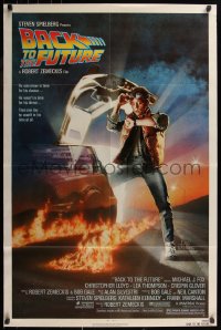 7d0591 BACK TO THE FUTURE NSS style 1sh 1985 art of Michael J. Fox & Delorean by Drew Struzan!