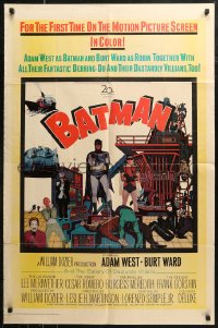 7d0597 BATMAN 1sh 1966 Adam West & Burt Ward, villains Meriwether, Romero, Meredith & Gorshin!
