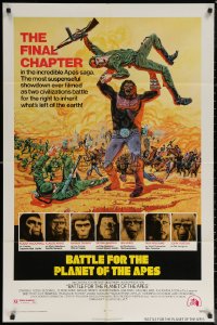 7d0598 BATTLE FOR THE PLANET OF THE APES 1sh 1973 Tanenbaum art of war between apes & humans!
