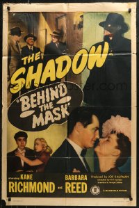 7d0602 BEHIND THE MASK 1sh 1946 great images of Kane Richmond as The Shadow, sexy Barbara Reed!