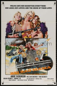 7d0608 BIG BAD MAMA 1sh 1974 great John Solie art of sexy Angie Dickinson, female criminals w/guns!