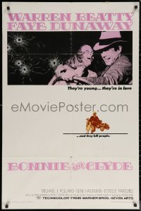 7d0634 BONNIE & CLYDE 1sh 1967 notorious crime duo Warren Beatty & Faye Dunaway, Arthur Penn!