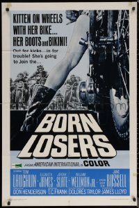 7d0636 BORN LOSERS 1sh 1967 Tom Laughlin directs and stars as Billy Jack, sexy motorcycle art!