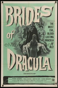 7d0644 BRIDES OF DRACULA 1sh 1960 Terence Fisher, Hammer horror, vampire art by Joseph Smith!
