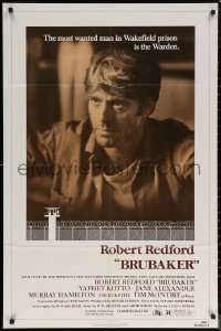 7d0648 BRUBAKER 1sh 1980 warden Robert Redford is the most wanted man in Wakefield prison!