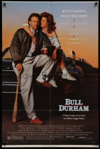 7d0654 BULL DURHAM 1sh 1988 great image of baseball player Kevin Costner & sexy Susan Sarandon!