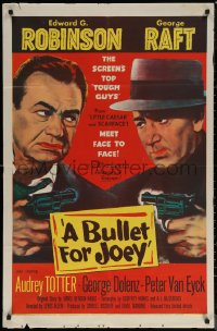 7d0656 BULLET FOR JOEY 1sh 1955 George Raft & Edward G. Robinson pointing guns at each other!