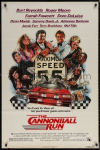 7d0664 CANNONBALL RUN 1sh 1981 Burt Reynolds, Farrah Fawcett, Drew Struzan car racing art!