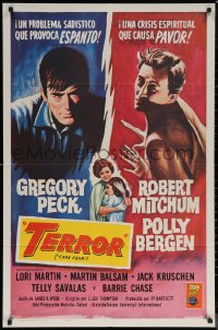 7d0665 CAPE FEAR Spanish/US 1sh 1962 Gregory Peck, Robert Mitchum, Polly Bergen, classic noir, Terror!
