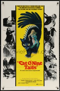 7d0675 CAT O' NINE TAILS 1sh 1971 Dario Argento's Il Gatto a Nove Code, wild horror art of cat!