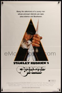7d0698 CLOCKWORK ORANGE 1sh 1972 Stanley Kubrick classic, Castle art of Malcolm McDowell, R-rated!