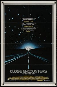 7d0700 CLOSE ENCOUNTERS OF THE THIRD KIND 1sh 1977 Spielberg's sci-fi classic, silver border design