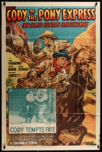 7d0702 CODY OF THE PONY EXPRESS chapter 10 1sh 1950 Glenn Cravath art of cowboy Jock Mahoney!