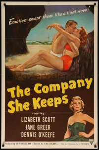 7d0706 COMPANY SHE KEEPS 1sh 1951 art of sexy bad girl Jane Greer + parole officer Lizabeth Scott!