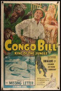 7d0708 CONGO BILL chapter 15 1sh 1948 Don McGuire as the King of the Jungle, sexy Cleo Moore!