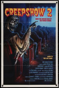7d0717 CREEPSHOW 2 1sh 1987 Tom Savini, great Winters artwork of skeleton Creep in theater!