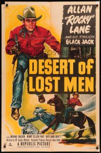 7d0738 DESERT OF LOST MEN 1sh 1951 cowboy Allan Rocky Lane & his stallion Black Jack!